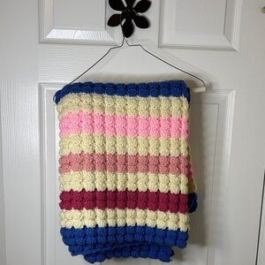 Cozy Handmade Multicolor Striped Throw Blanket 60 in x 30 in Excellent!